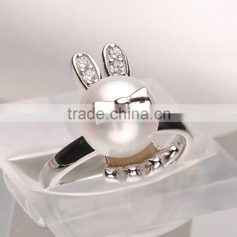 AAA quality freshwater pearl ring designs silver pearl gemstone ring