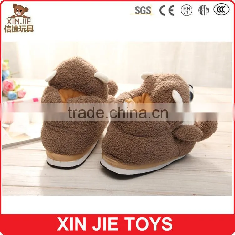 2015 newest plush bear slippers good quality plush slippers manufactuer winter warmly plush slippers