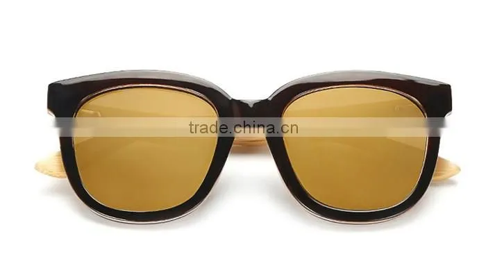 Handcraft sustainable eco-friendly custom wood sunglasses polarized mirror lens PC frame sunglasses with bamboo temple