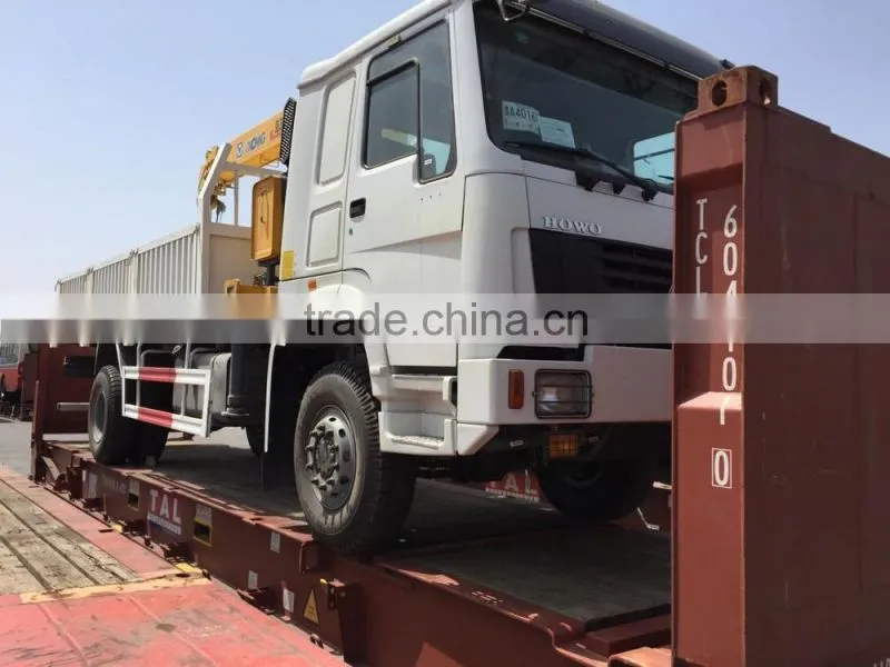 new condition howo 25 ton cargo truck with 10 ton XCMG truck crane for sale