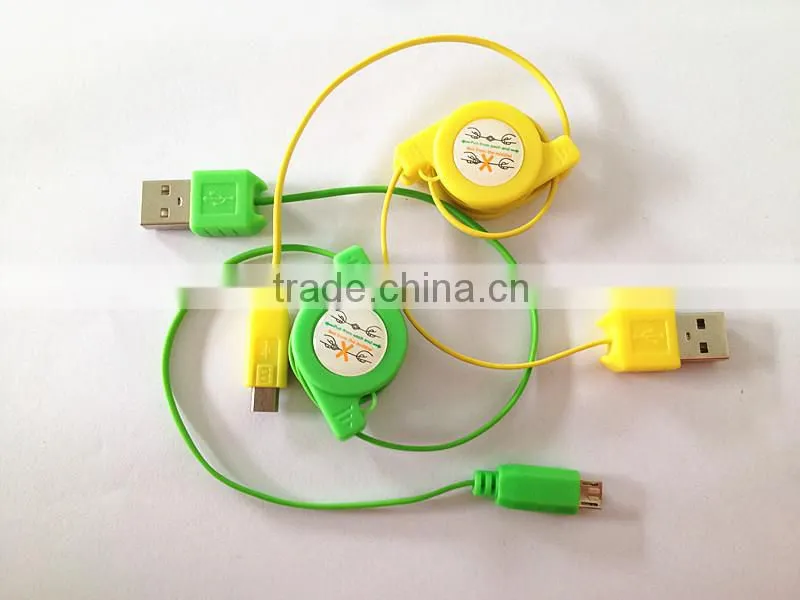 USB 2.0 5pin micro usb charging cable with retractable sync transfer cable for mobile cellphone