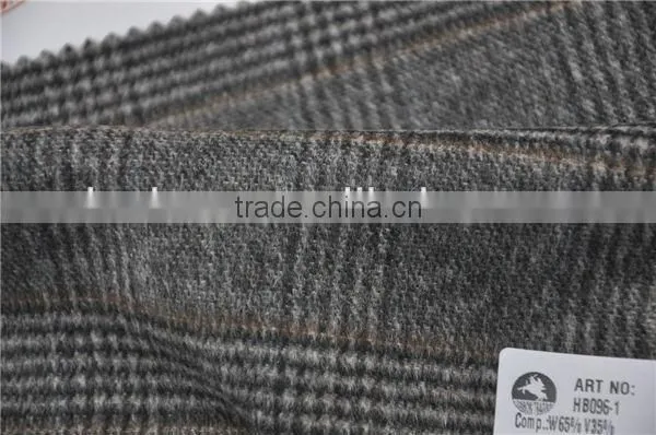 Wholesale high quality wool viscos woolen wool plaid fabric for winter coats