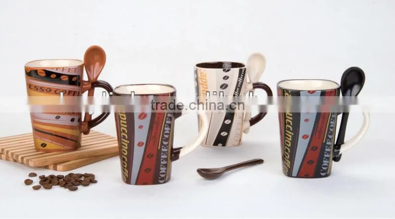 Egypt style ceramic mug with spoon