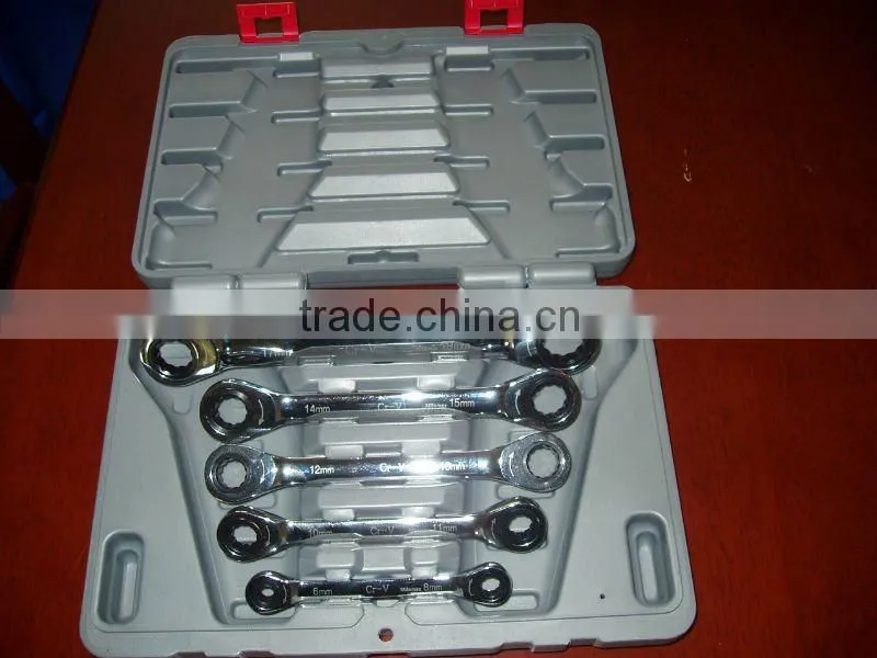 5PCS Double ended ratchet offset ring spanner in tool