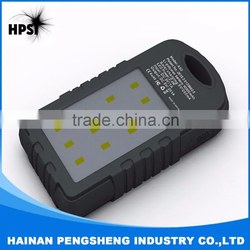 Best Portable Solar Power Bank 8000mAh for Iphone and Android with Camping Light