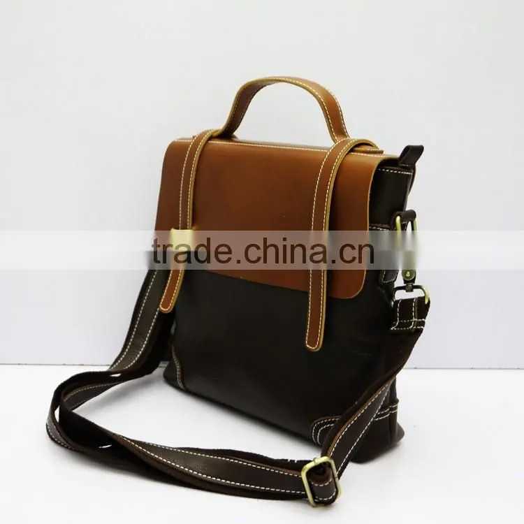 High quality European style portable briefcase coffee real leather men's shoulder bag