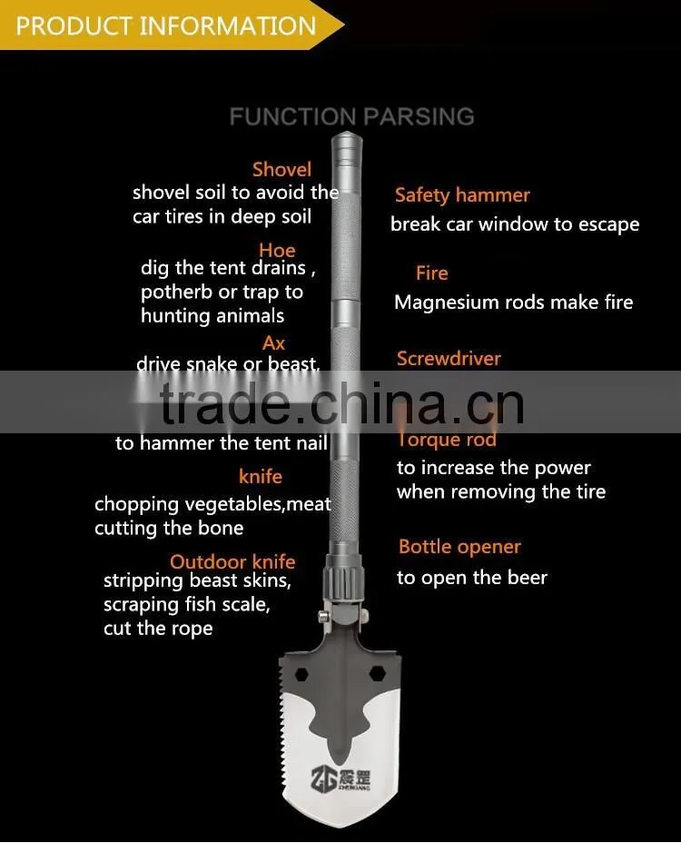 Multifunctional Folding shovel Military shovel Mountaineering Camping outdoor equipment