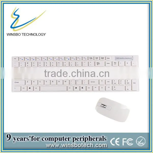 high quality 2.4 G white bluetooth wireless keyboard and mouse combo