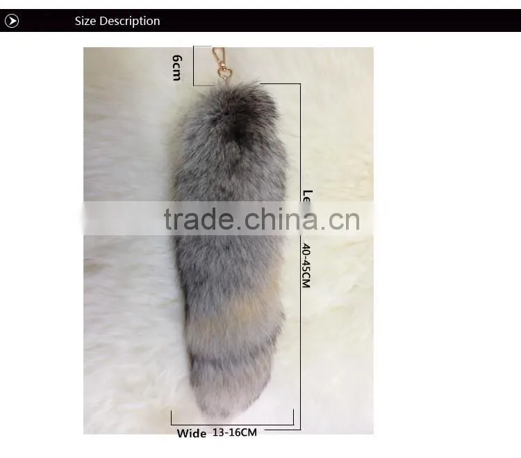 Natural Silver Fox Tail Fur Keychain / Fox Fur Tail keychain / Dye Colorful Fox Tail Keychain