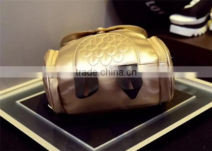 Owl Shape pu leather school backpack high class girls travel school bags