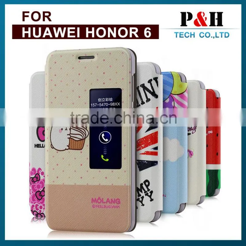 For huawei honor 6 plus case, color print leather case for honor 6 plus , For Honor 6 plus case