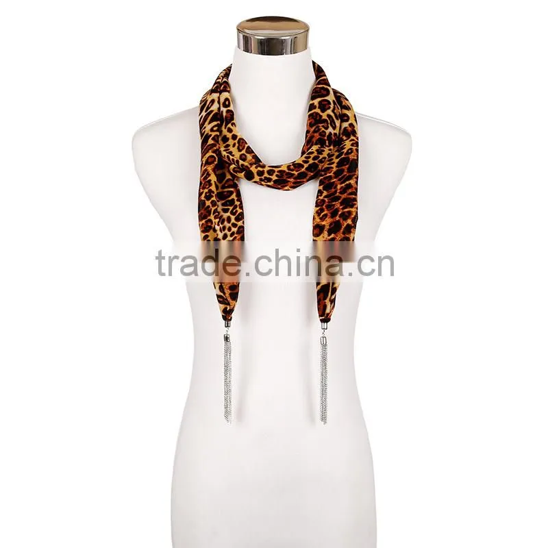 2015 New design chiffon leopard print scarf,infinity scarf