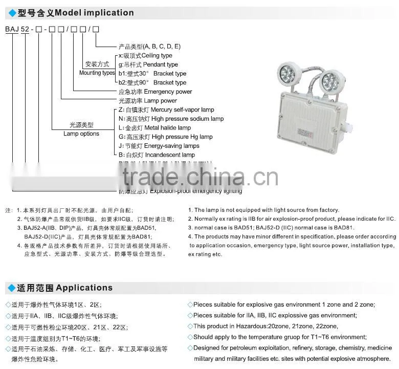 BAJ52 Ex emergency lighting with low price