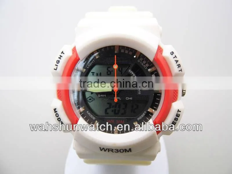 factory wholesale new model white plastic strap chronograph japan movement sports watch