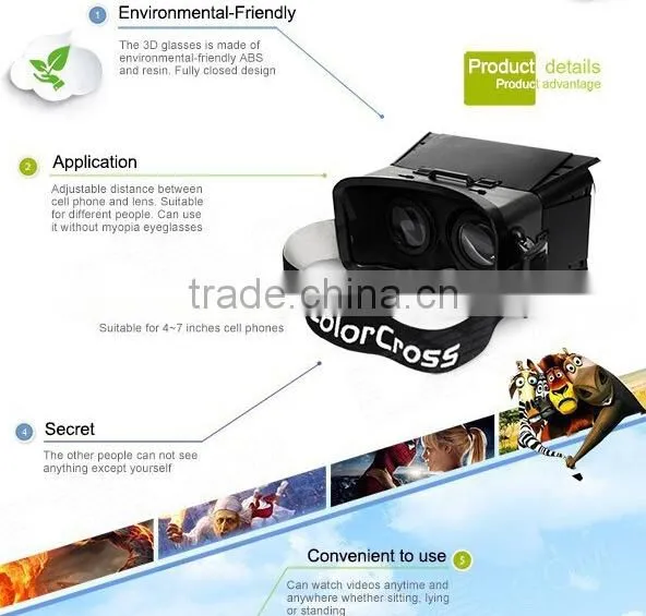 Promotion gift Plastic3d glasses for mobile 3d virtual video glasses high resolution for the android phones