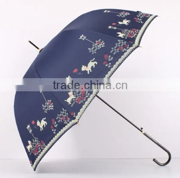23 inch stick crook handle cat print lady umbrellas