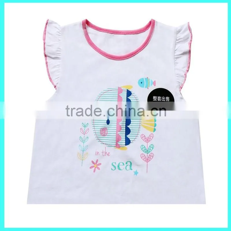 Wholesale high quality soft summer 2pcs 100 cotton baby clothing for girls