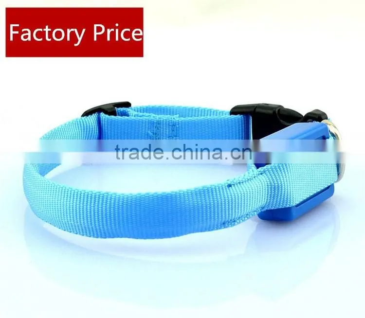 Small Scale Safety 18-28cm Pet Dog Collar LED Nylon Light-up Flashing Leash Glow for Dogs
