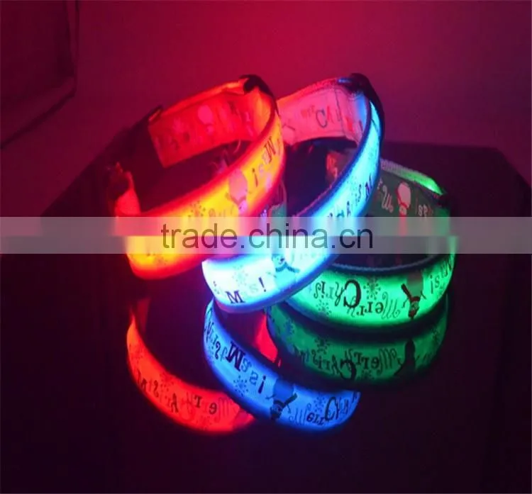 Night Light Nylon Adjustable Pet Dog Collar Lovely Christmas Flashing LED Safety Puppy Supplies