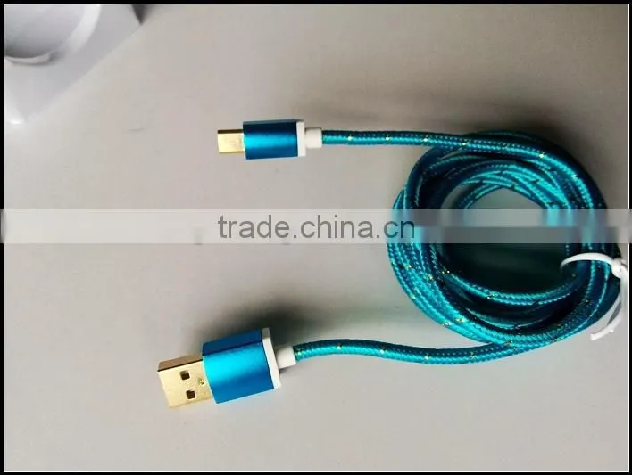 colourful braided micro v8 and I5 gold plated usb cable with aluminium alloy shell