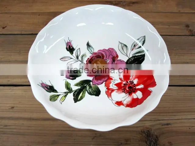 Lucky Clover Decal Ceramic Flat Cake Plate Stand with High Quality
