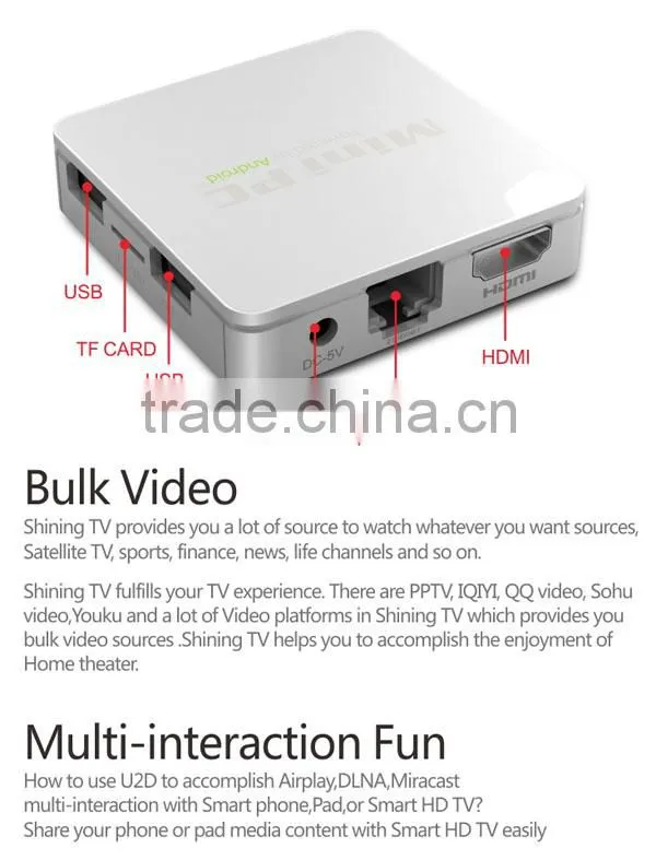 android smart tv box mini pc U2D dual band wifi and bluetooth aml8726 mx dual core