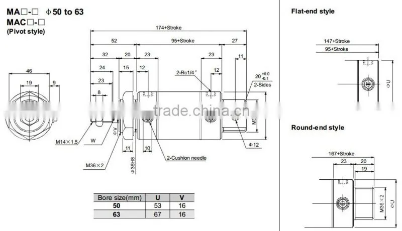 MA20X25mm Stainless Steel Pneumatic Mini Cylinder-Double Acting Pneumatic Cylinder