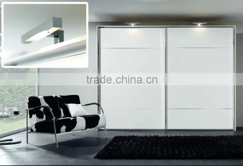Overlay sliding door wardrobe tempered painted glass door wardrobe