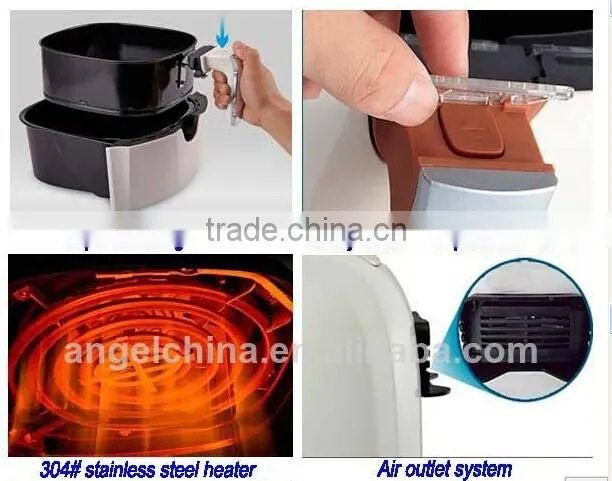 CE/CB/GS 2.5L 1500W home used LCD display square electric hot air fryer without oil