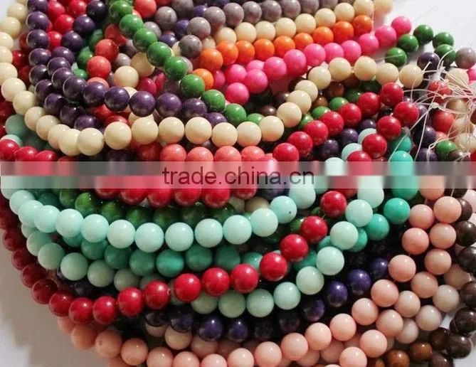 Different natural round smooth dyed jade stone beads for sale