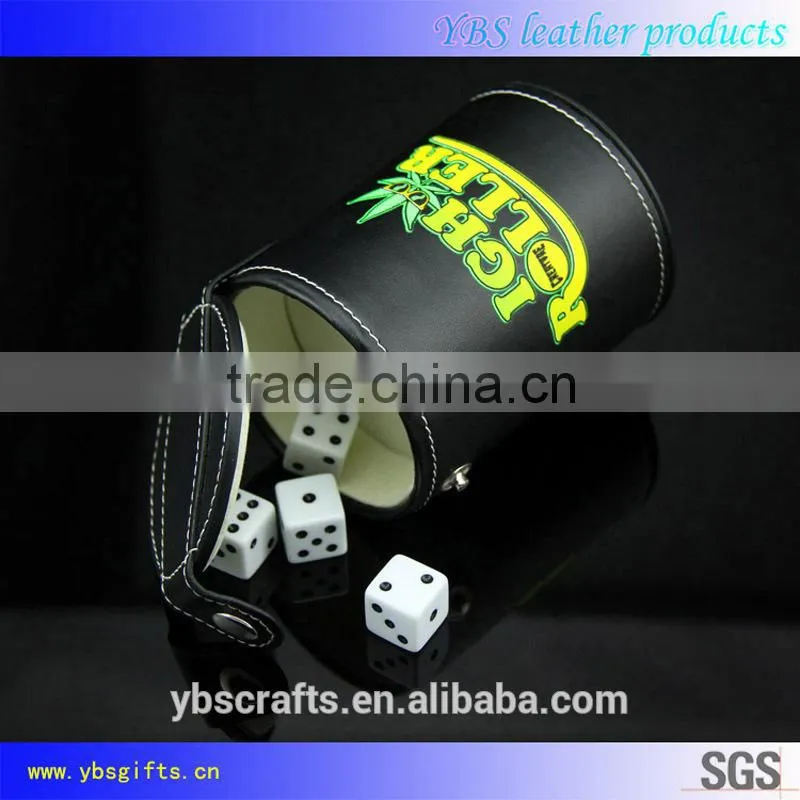 custom genuine leather dice cup and dice tray wholesale shaker cup
