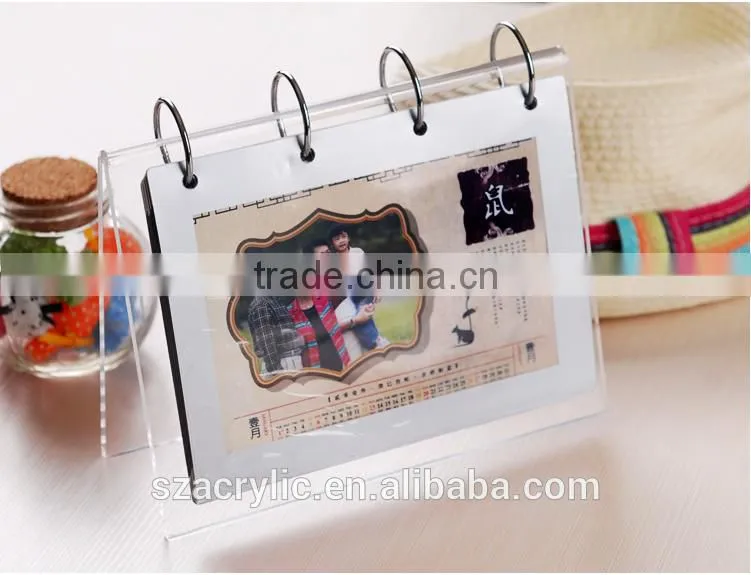 Plastic desk calendar holder in acrylic material
