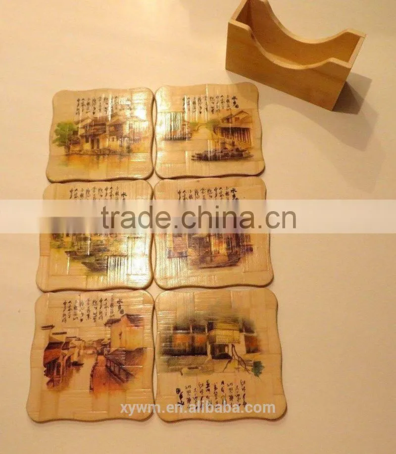Bamboo hand-painted coasters