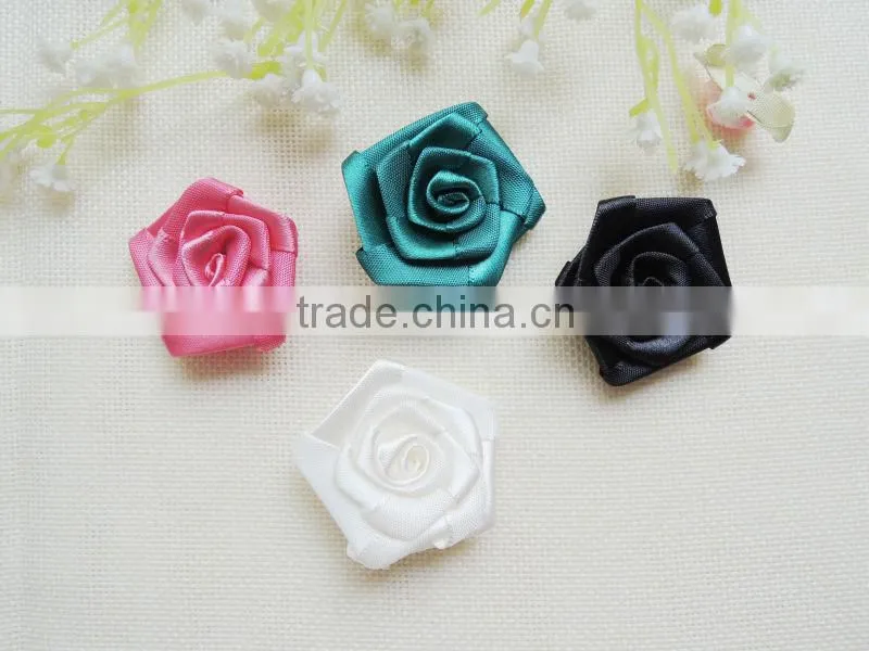 Wholesale handmade mini satin ribbon rose in stock