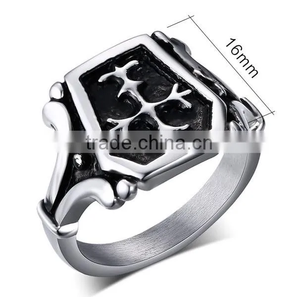 Men Jewelry Punk Style Fashion Cross Design Ring 2016