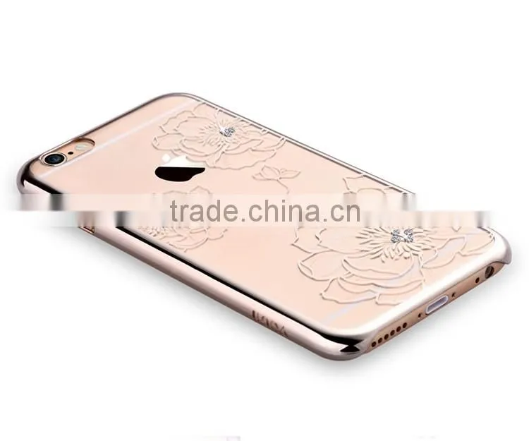 2016 New Design Electroplating with Laser Cutting PC Phone Case Cover for iPhone 6/6s Crystal Bloom