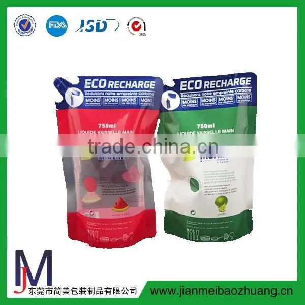 Factory Custom Printed Nylon Liquid Packing Bag / Juice or Detergent Doypack Compound Bag stand up Spout Pouch