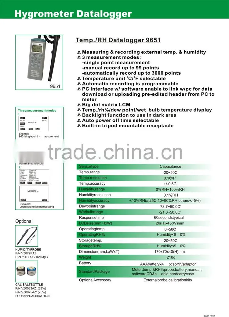 Portable Handheld Temperature Data Recorder Humidity Logger AZ9651