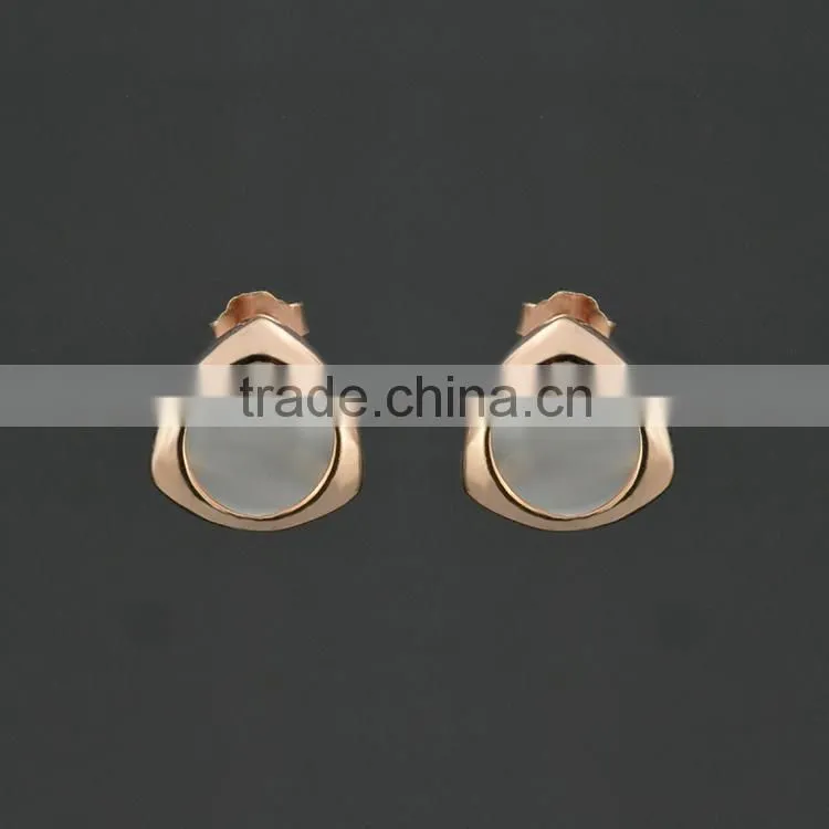 Latest design fashion 18 Karat gold plated cat's eye stud earrings