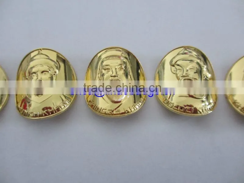 2015 Souvenir custom curve metal gold coins with your own fashion design