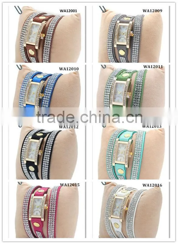 (WA12014) Fashion Color Korea Velvet Alloy Lady Rhinestone Watch