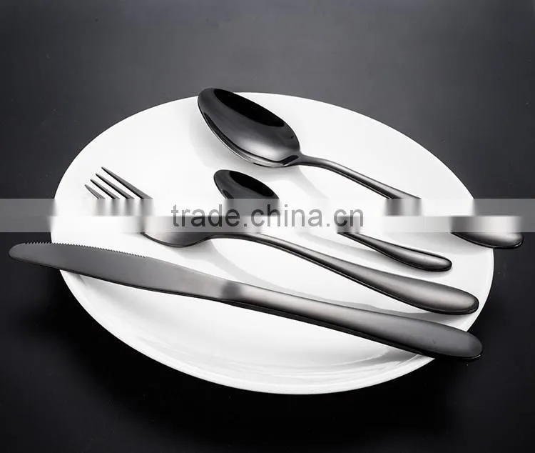LDX014 bulk stainless steel black color set flatware