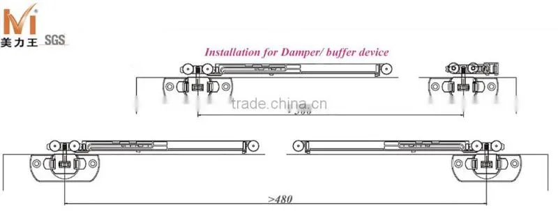 Internal Top Hanging Cabinet Sliding Door Hardware