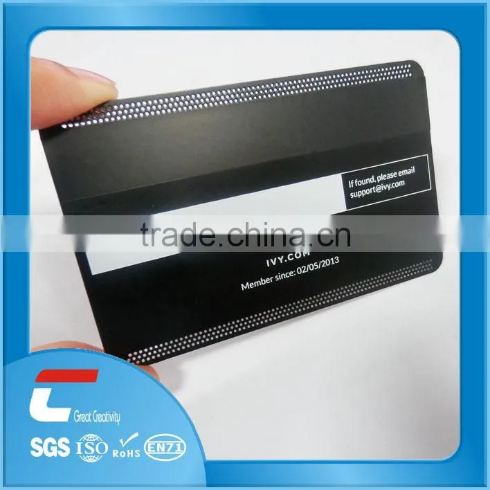 matte stainless steel card with magnetic stripe and signature silver printing