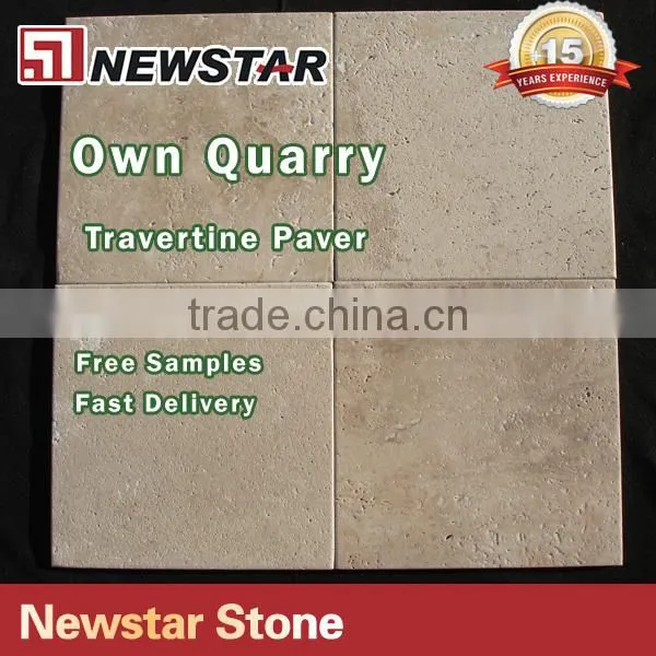 12X 12 Ivory Travertine Pavers Tumbled