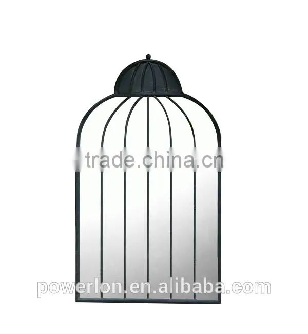 POWERLON Black Ornate Garden Iron Window Mirror Outdoor Furniture