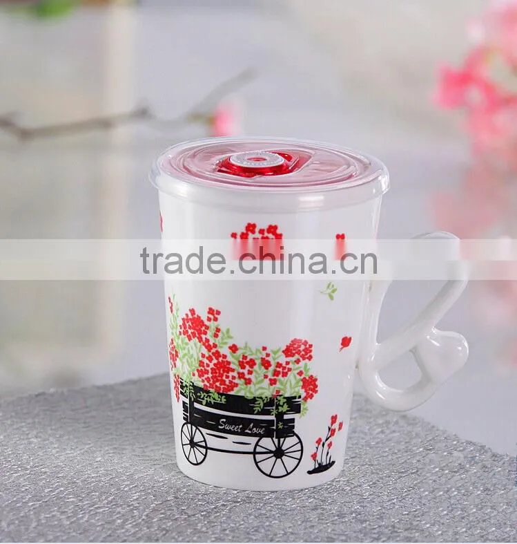 ceramic souvenir mug,coffee mug with plastic lid