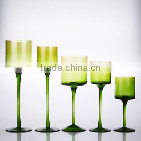 wholesale cheap 5pcs tall red glass candle holders