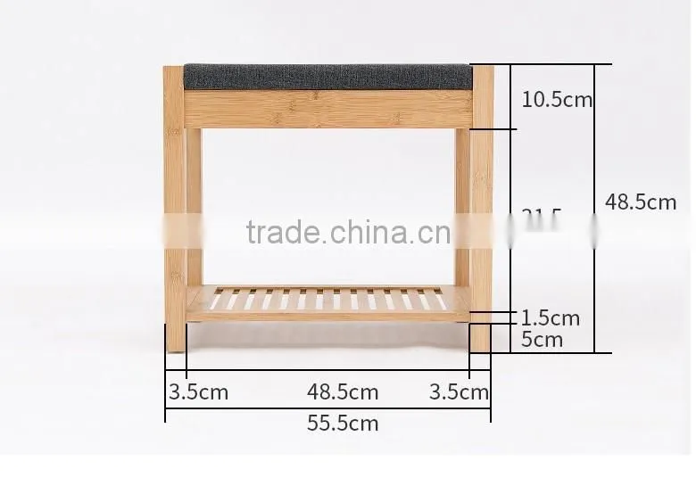 Eco friendly unique bamboo shoe rack 2 Titer Bamboo Storage Bench with seat