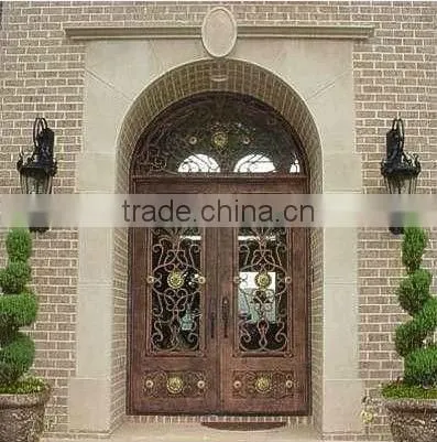 Bisini eyebrow top iron double entry door (BG90103)